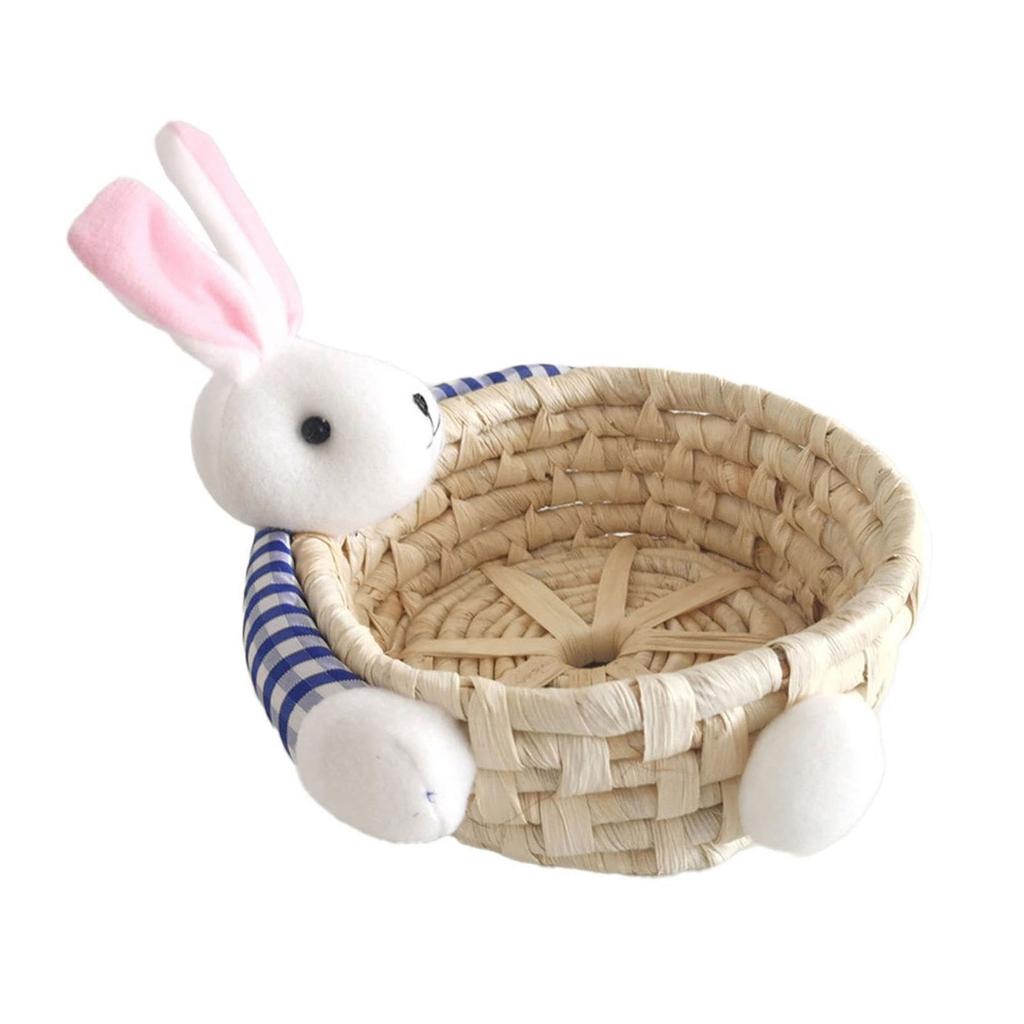 Natural Woven Corn Husk Basket Living Room Storage Solution Snacks Toy Organiser Rabbit Food Container for Home Use