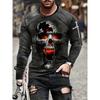 Frühling Sommer Mode Herren Totenkopf 3D Gedrucktes T-Shirt Bequem Weich Atmungsaktiv Locker Groß Lässig Sport Vielseitig Rundhals Langarm T-Shirt
