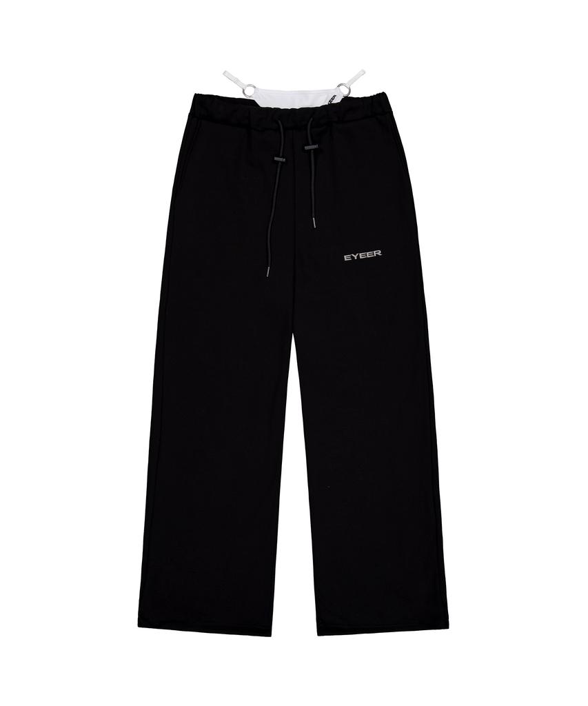 Iwaiial Basic Logo Brief Layerd Sweatpants - Black