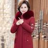 Autumn Winter Coat Down Cotton Jacket Middle-Aged Women Long Quilted Jackets Female Warm Hooded Fur Collar Parker Overcoat