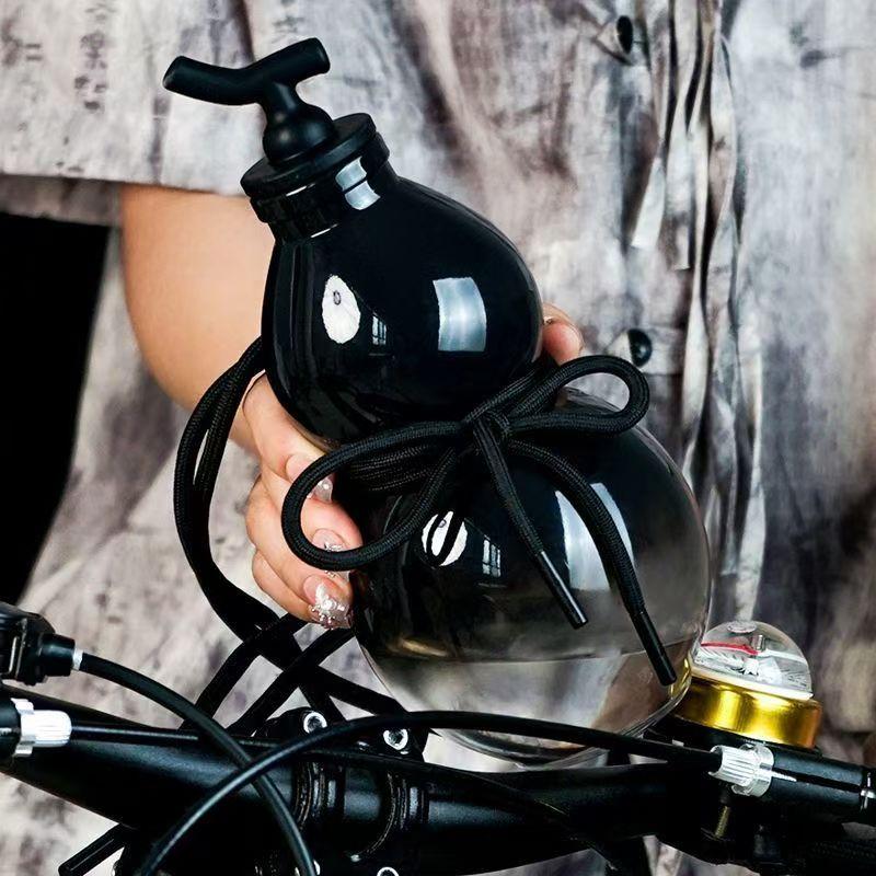 800ML Kalebasvormige Waterfles Voor Kinderen Vrienden Wukong Reis Drinkfles Tritan Materiaal Zwart