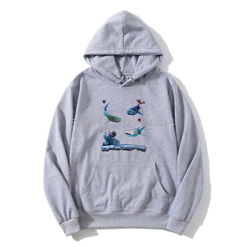 Universe Space Random Sharks Galaxy Fish water Whale Shark Hoodie Men Fleece Hoodies Hip Hop Hooded Sweatshirt Streetwear
