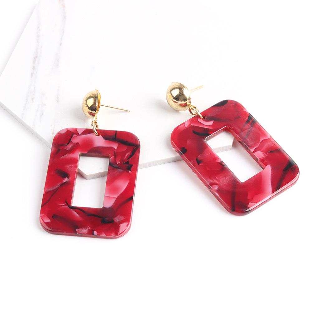 Women Fashion Resin Square Earrings Girl Party Earings Geometric Shape Long Earring