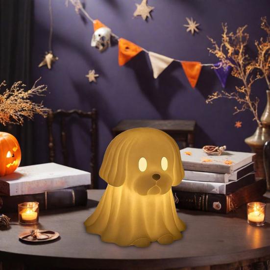 Yousheng Dog Ghost Lamp Halloween Dachshund Ghost Night Light Desktop LED Puppy Decoration Mantel Bedside Ghost Light Gift for Dog Lovers