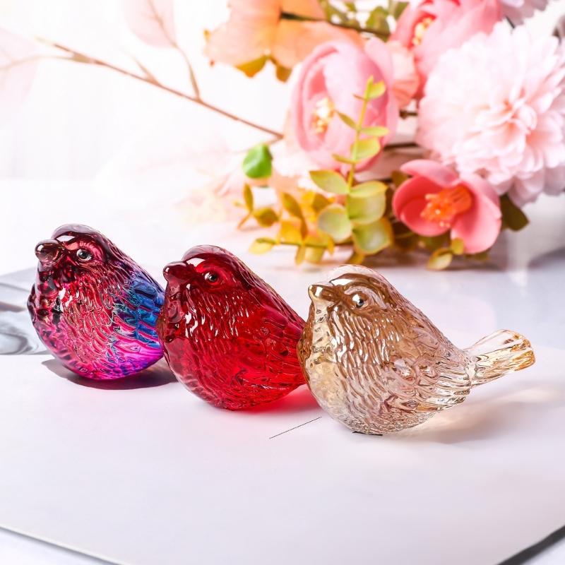 Colorful Crystal Bird Statue Handcrafted Desk Ornament For Home Decoration And Collectors