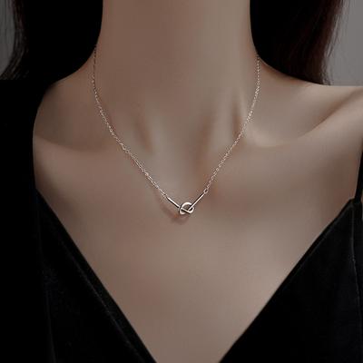 S999 Reinem Silber Geknotete Halskette Weibliche Nischen Design Schlüsselbein Kette Licht Luxus Hohe Gefühl Halskette