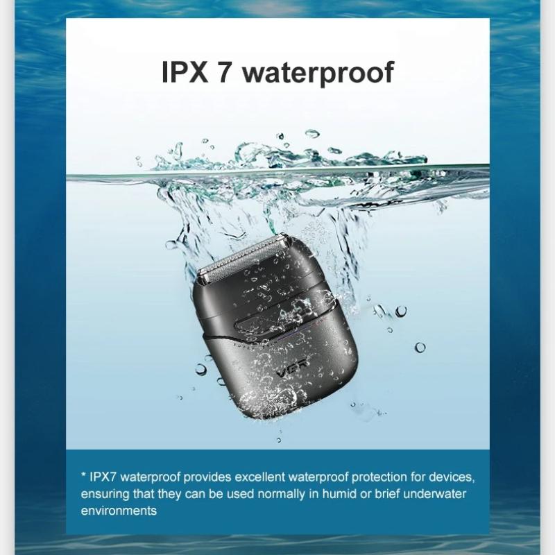 VGR Mini holicí strojek s dvojitou hlavou, oscilační hlava, vodotěsný IPX7, pánský holicí strojek, použití na obličej, odstranění bílých chloupků, čištění a zastřihovač, bezpečný a hygienický