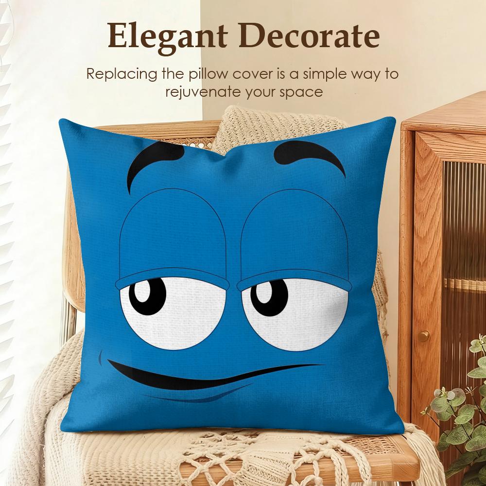 Cartoon MMMs Eye Cushion Cover Natural Linen Organic Fabric DoubleSided Printing Sofa Home Decor Gift Pillow Case