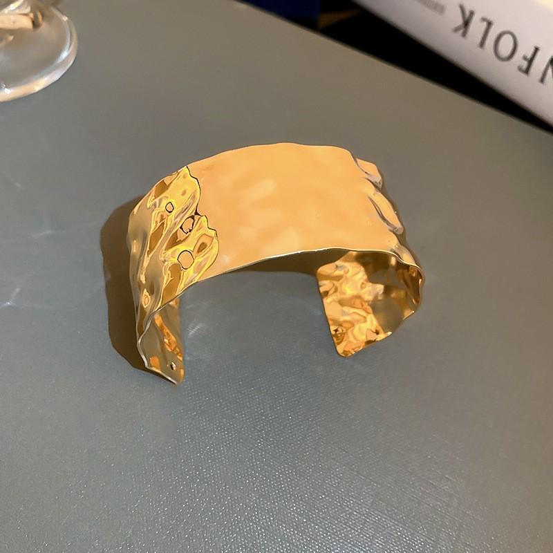 European-American Irregular Concave Bangle: Chic, Cold Style Luxury Bracelet for Women