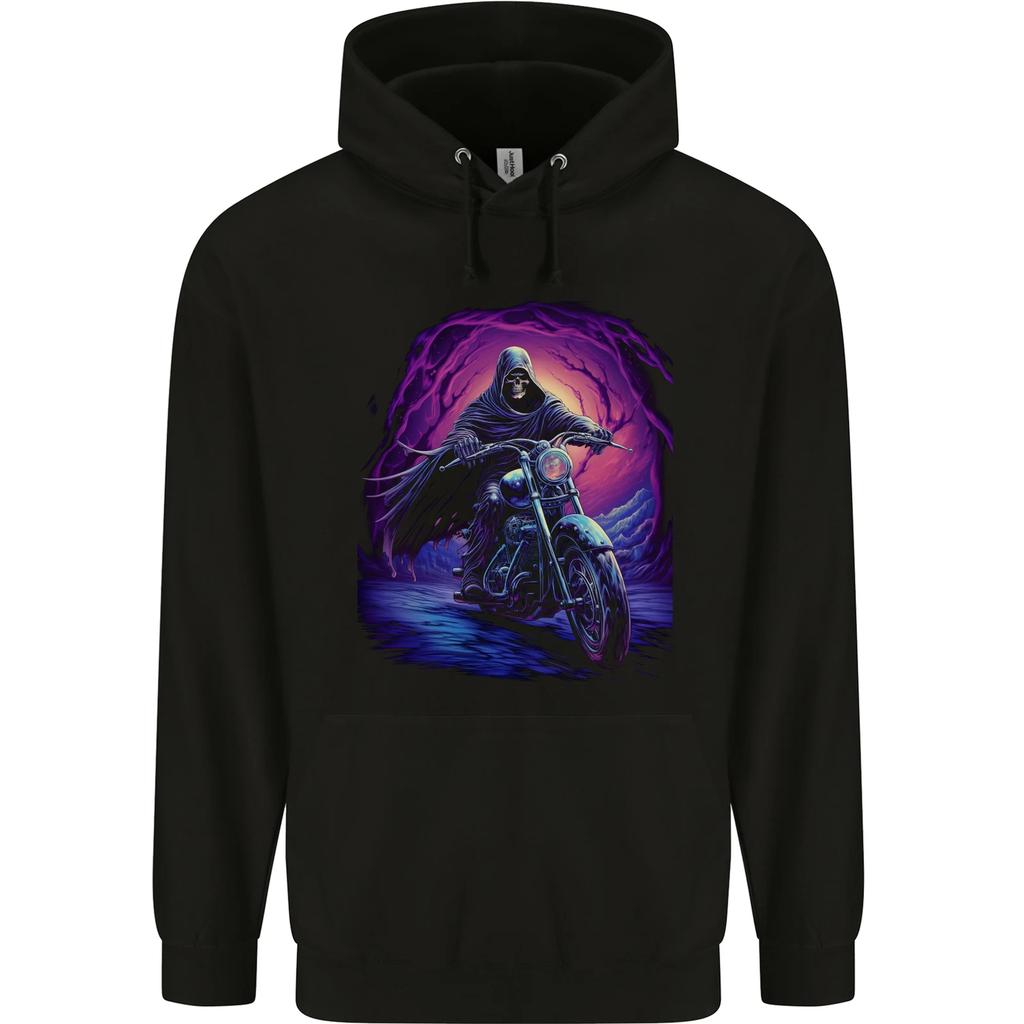 Skull Biker Motorcycle Motorbike Grim Reaper 13 hoodie-Casual Pullover Sweatshirt