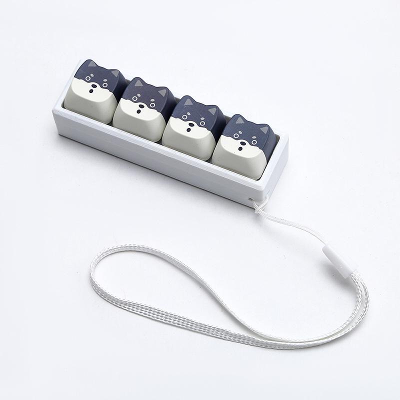 Cute Cat Relax Button Keycap, Kawaii Cat 4-Key Keyboard Fidget Toy For Friends Gift, Portable Fidget Keychain Fashion Bag Charm