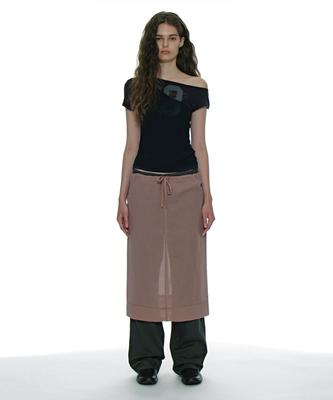 Partimento Woman Sheer Midi Skirt_Purple Beige