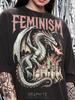 Feminism Dragon 90S Graphic Style Comfort Colors® Tshirt, Retro Fantasy Castle Faded Tees, Y2K Streetwear Feminist 2000S Monster Gift,