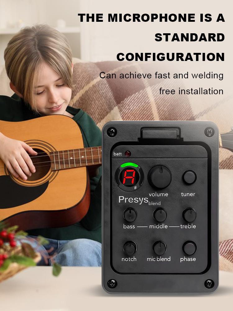 Plastic 301 Guitar Pickup W/Tuner Presys Guitar Preamp EQ Equalizer Guitar Tuner Guitar Soundhole EQ Parts Accessories