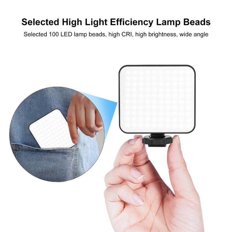 100 LED Mini Portable Photography Light 2900 6500K Adjustable Brightness 240LM USB C/2A Battery Power For Macro Video