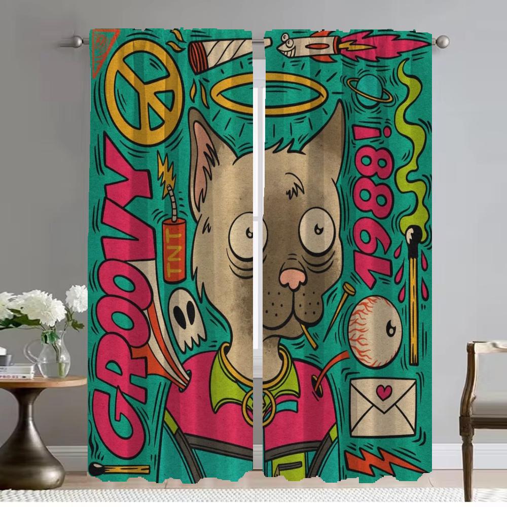 

Window Curtain for Room 2 Panel Joetamponi Modern Living Room Curtains 2 Pieces Partition Home Interior Curtains Shades Kitchen W50xH70cmx2pcs-CL