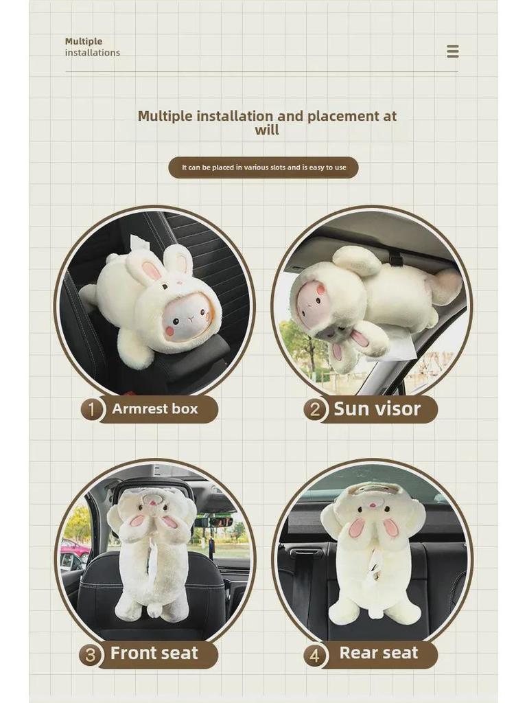 Cartoon Car Tissue Box: Rear Seat Armrest & Hanging Paper Holder - Cute Car Interior Decor