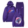 Womens Plush Long Sleeved Loose Fitting Pullover With Letter Print And Rope Hoodie Two Piece