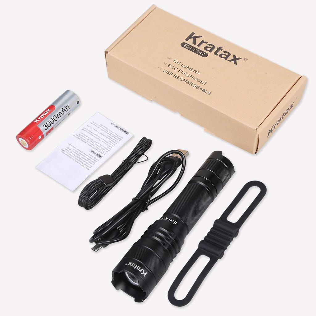 Kratax Powerful Zoom Powerful LED 835 5 Dimming Power Disaster Includes One 3000mAh Rechargeable Powerful Bicycle Light with Flashlight, Light,