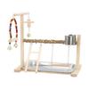 Wood Bird Play Stand Playgrounds Toy with Textured Branch Perch, Swing, Climbing Ladder and Metal Tray for Pet Bird Rest, Exercise Activity
