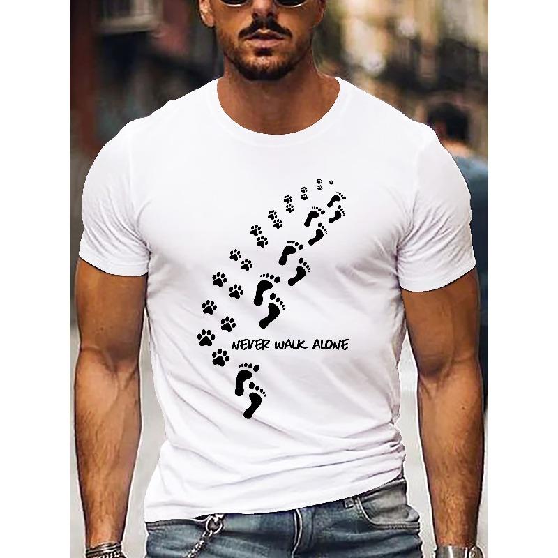 European Sizes NEVER WALK ALONE Print Tee Shirt, Tees for Men, Casual Short Sleeve T-shirt for Summer