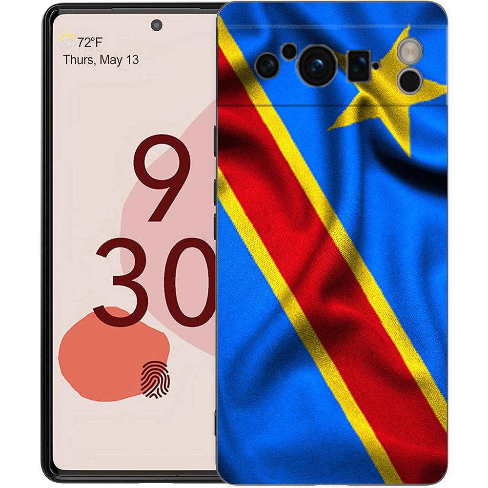 Handyhülle für Google Pixel 8 A 7 6 Pro 6A 5G Schwarz Weiche Stoßfeste Rückseite Silikon TPU Hülle Coque Kongo-Flagge