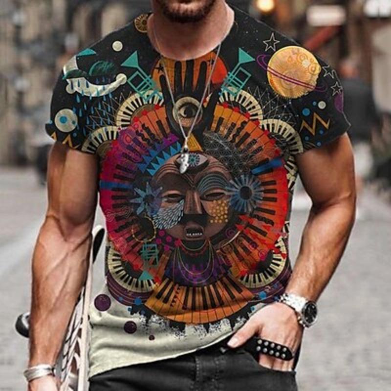 Men's Graphic Tribal Shirt T Shirt Tee Short Sleeve T shirt 3D Print Crew Neck Shirt Vintage Designer Ethnic Style Casual Daily Weekend