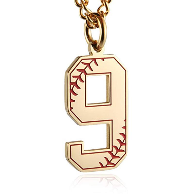 INS trendy stainless steel European and American fashion outdoor digital baseball necklace men's accessories titanium steel pendant