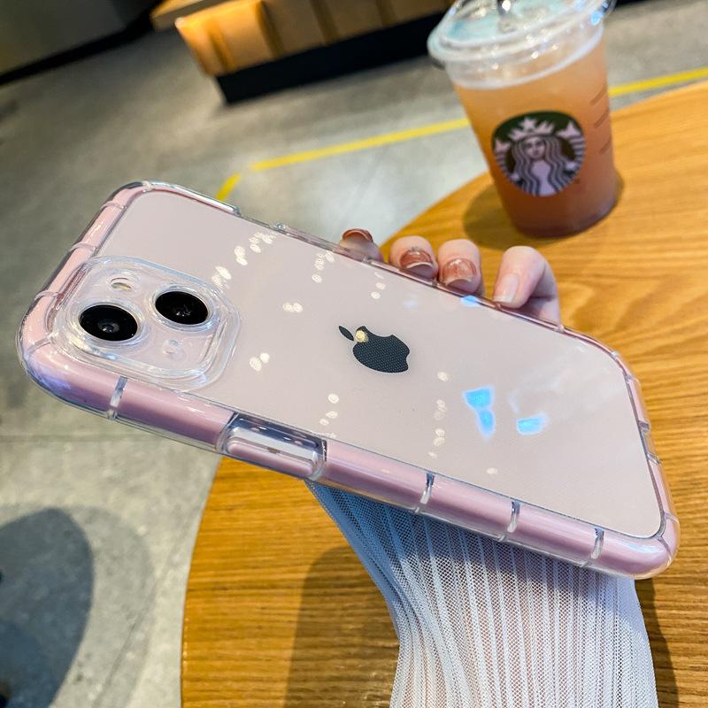 

Luxury Transparent Shockproof Phone Case For iPhone 11 12 13 14 15 16 Pro Max X XS XR 7 8 Plus Clear Night Light Bumper Cover For iPhone 12 зелёный