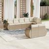 Vidaxl 8-Cz. Garden Furniture Set With Cushions, Beige, Poly Rattan