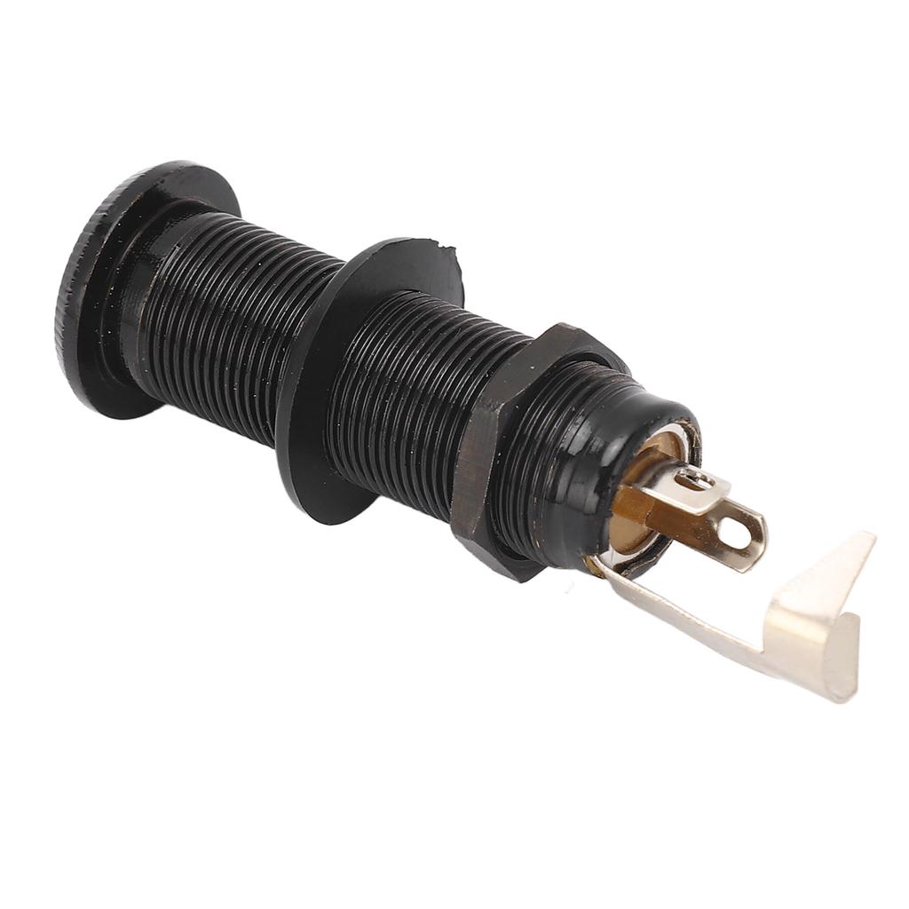 Guitar End Pin Jack Socket Threaded Metal 6.35mm for Bass Electric Guitar Output GT208 Black