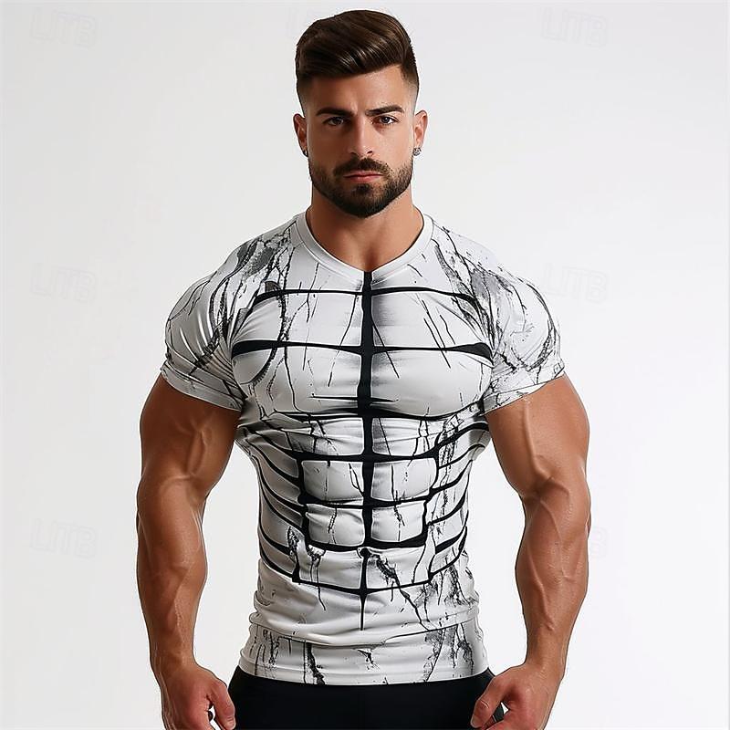 Men s Graphic Muscle T Shirt Short Sleeve T shirt 3D Print Crew Neck Shirt Daily Casual Subculture Sports Outdoor Holiday XL