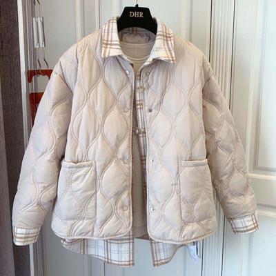 Women's Fall and Winter Loose Thickened Cotton Jacket Students Plaid Jacket