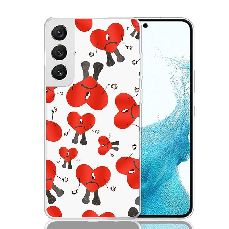 Bad Bunny Heart Case Phone Cover for Samsung Galaxy S24 S25 Ultra S23 Plus S22 + S21 S20 FE S10 S25Plus Trend Fundas S24 Ultra S