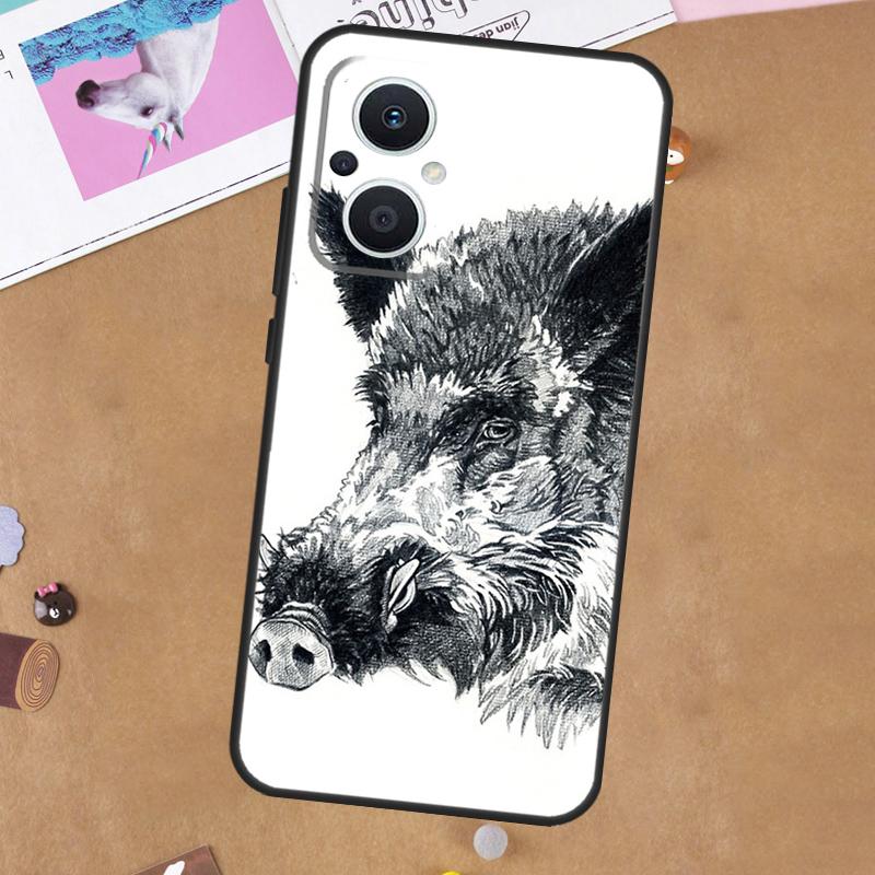 Cute Wild Boar Funny Cartoon For OPPO Reno 13 12 11 10 14 Pro 8T 11F 12F 13F 14F 7 8 Lite OPPO Find X9 X8 X6 X5 Pro Case