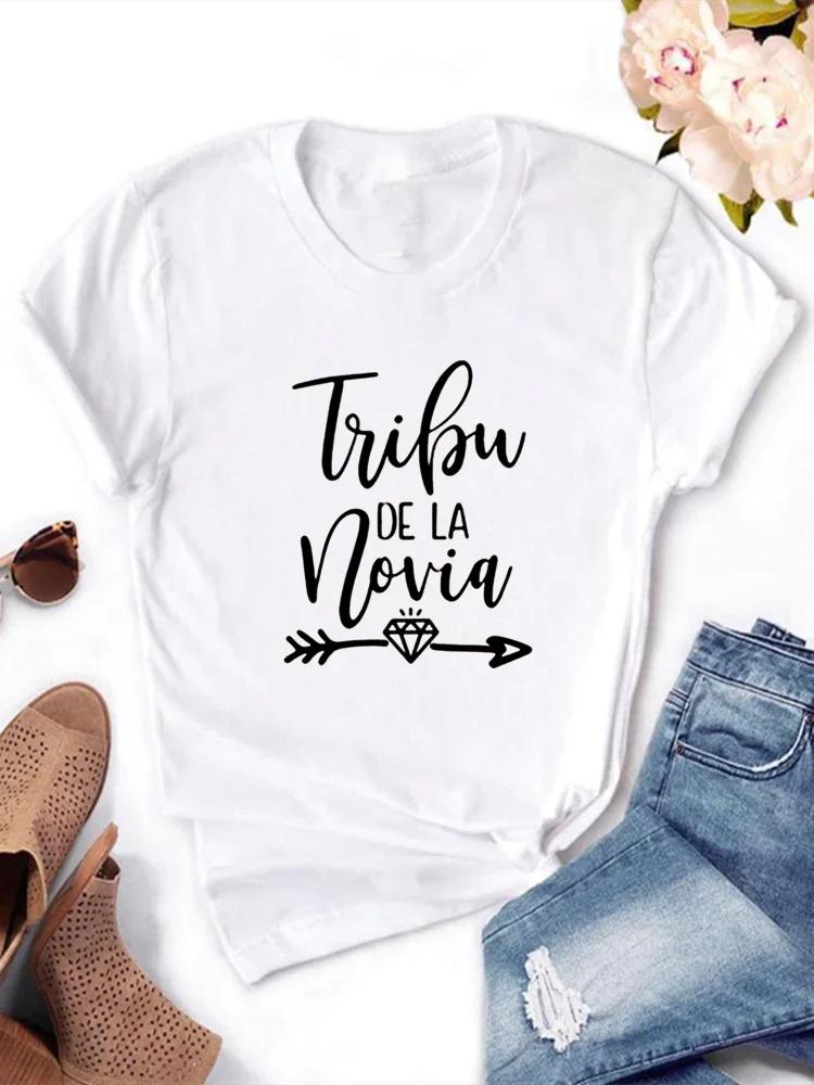 2023 Women La Novia Spain Inscriptions Team Bride Femme Wedding Shower T-Shirt Girl Bachelorette Hen Party T Shirts Unisex
