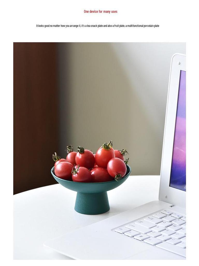 Retro Ceramic High-Footed Plate: Multifunctional for Meals, Fruits, Tea, Desserts, Salads, and More