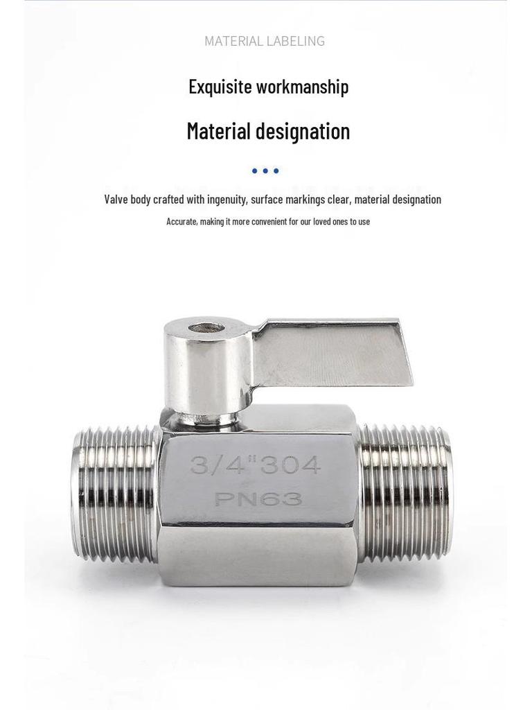 Mini Ball Valve 304 Stainless Steel, Internal/External Thread, 6/4 Points