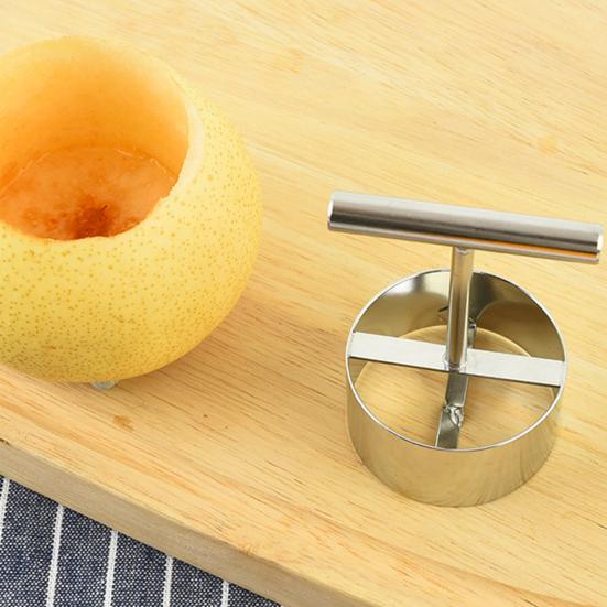 Fruit Core Puller Anti-slip Cozy Grip Food Grade Stainless Steel Fruit Corer Punching Silver Color Peach Pear Core Remover Tool Kitchen Gadgets