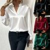 Women's Fashionable Casual Minimalist Elegant Versatile V-Neck Loose-Fit Shirt Top