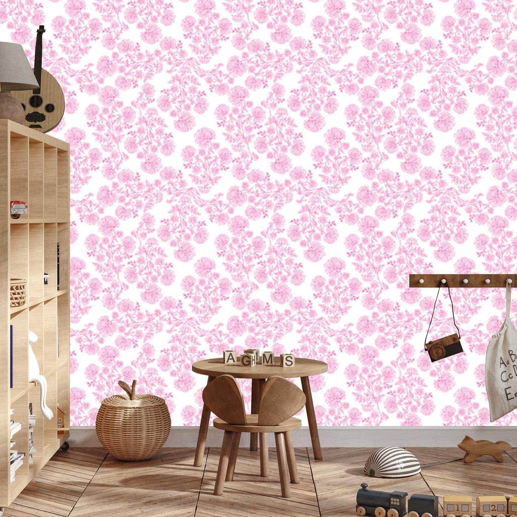 Powder Pink Flowers Wallpaper for Living Room and Bedroom 50x1000