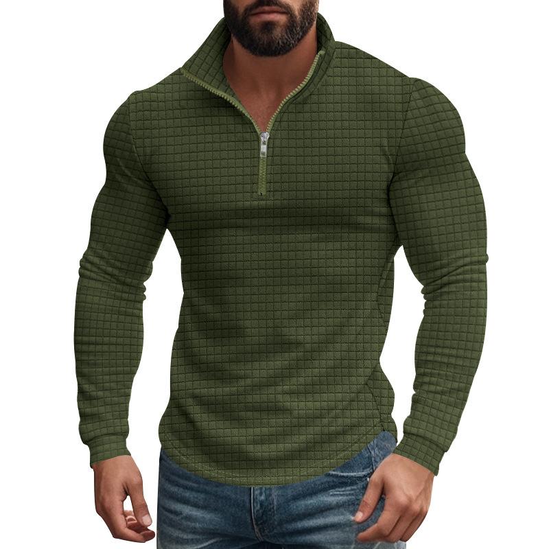 New Versatile Daily Business Spring And Autumn Men'S Men'S Standing Collar Long Sleeved Casual Outdoor Hoodie Jacquard Knitted Sweater