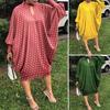 European Beautiful Women's Long-sleeved Holiday Party Dress Casual Loose Polka Dot Print Medium and Long Dress