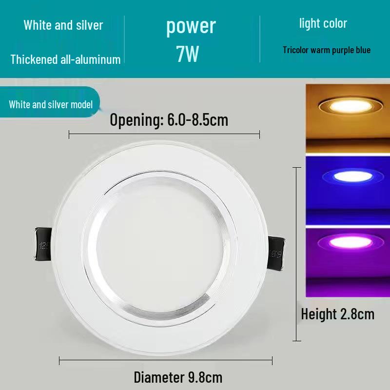 5W Dimmable Ceiling Downlight with 3-Color Settings