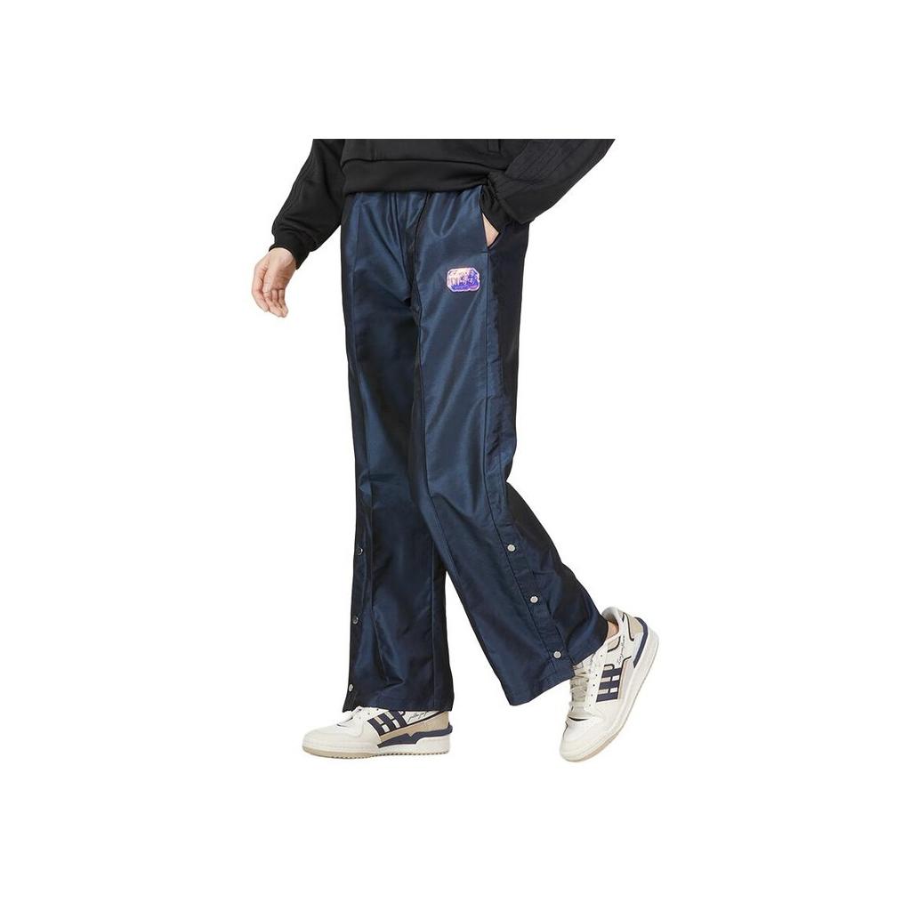 Adidas Loose Textured Snap Button Track Pants Women Bottoms Navy-Blue IB7670