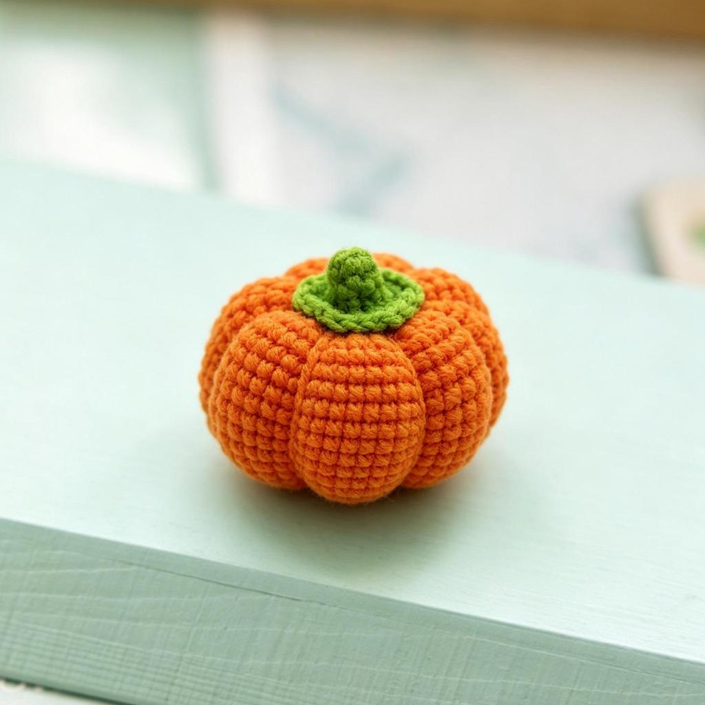 Hand-Knitted Apple & Persimmon Holiday Keychain Pendant
