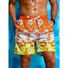 Tropical Gradient Beach Shorts For Men, Coconut Tree 3d Print Quick Dry Loose Swim Trunks, Casual Men's Drawstring Board Shorts