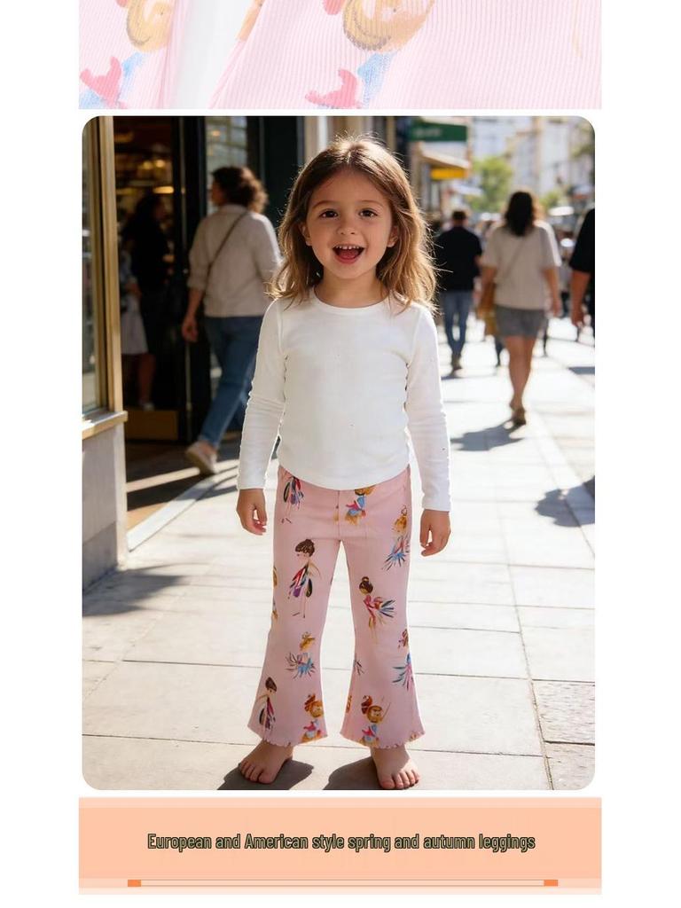 Cross-Border Girls' Spring/Autumn Bell Bottom Knit Pants