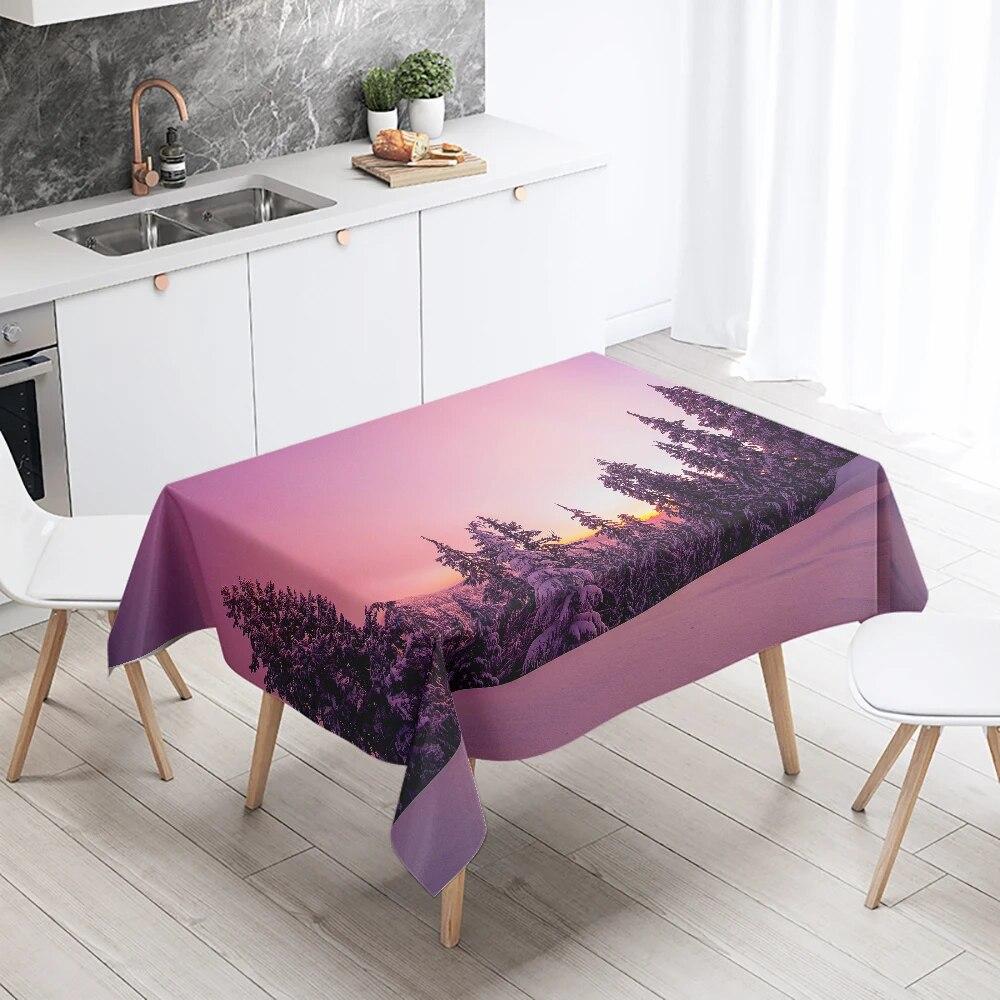 Sunrise Sunset Scenery Tablecloth Restaurant Table Decoration Stain Resistant Waterproof Rectangular  Home