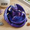 Gifts for Dragon Lovers 3D Printed Jewelry Tray, Fantasy Catchall, Gothic Key Desktop Storage Artifact Holder, Medieval Gift Fans Black Statue